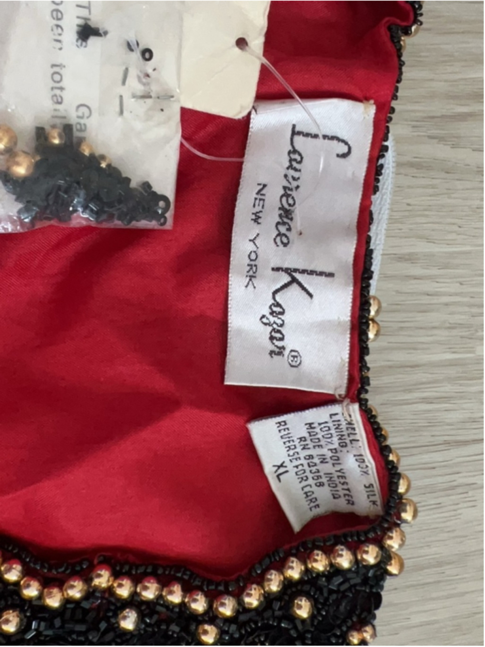 Vintage Lawrence Kazar Red Beaded Jacket Gold Embellished Evening Bolero XL - Picture 8 of 14